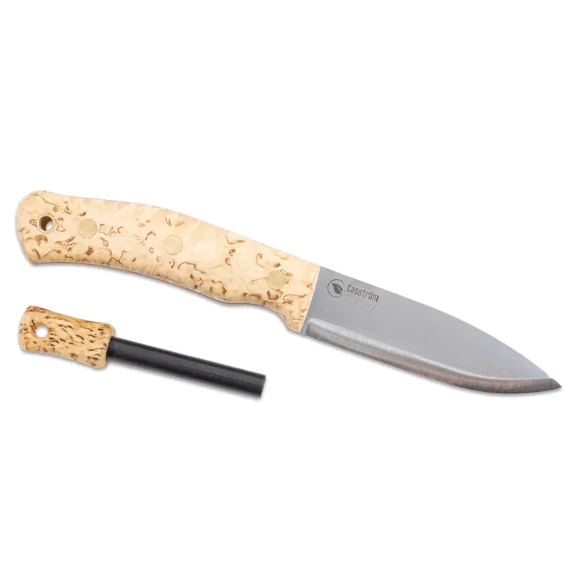 Casstrom No. 10 Swedish Forest Knife 1428N with Fire Steel in Curly Birch